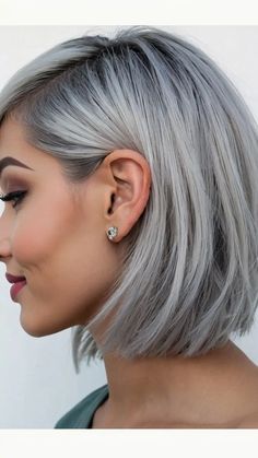 Bangs And Fringe, Fringe Styles, Grey Bob Hairstyles, Blonde Shades, Grey Bob, Silver Ash, Lifeless Hair, 50 And Fabulous