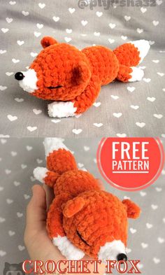 a hand holding a small stuffed animal in the shape of a fox