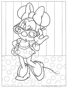 minnie mouse coloring pages for kids to print and color on the page with polka dot dots