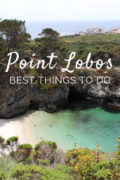 a beach with the words point lobos, best things to do in this area