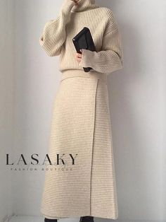 Lasaky - Urban Chic Long Sleeve Sweater with Half Turtleneck and Enhanced Elasticity Minimalistic Outfits, Turtleneck Long Sleeve, Beige Sweater, Urban Chic, Ribbed Sweater, Women's Summer Fashion, Womens Fashion Trends, Minimal Fashion, Knitted Pullover