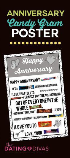 an anniversary poster with the words happy anniversary written on it