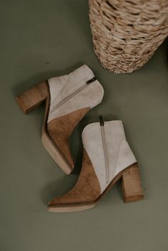 Trendy Stacked Heel Boots For Fall, Casual Fall Booties For Workwear, Fall Medium Width Ankle Heeled Boots, Fall Workwear Ankle Boot Heeled Boots, Fall Workwear Ankle Heeled Boots, Casual High Ankle Heeled Boots For Fall, Fall Workwear Ankle Boots, Suede Boots With Stacked Heel For Fall, Beige High Ankle Boots For Fall