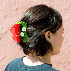 Add a splash of charm to your hair with our delightful Red Strawberry and Flower Hair Claw! Made from cellulose acetate—a plant-based alternative to plastic—this claw features vibrant colors and a playful design. Measuring 4" x 2.75", it's handmade and hand-painted, with each piece showcasing its own unique color variation. Perfect for adding a fruity, floral touch to any look!