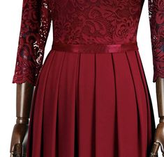 This is a beautiful brand new long length dress. The dress is made of 100% polyester, has a vintage lace pattern on top and solid red color on the bottom. It has 2/3 sleeves and an elegant design. This dress is available in black, red, magenta, green and navy blue. SIZE RECOMMEND: US 4/6(Small), US 8/10(Medium), US 12/14(Large), US 16(X-Large), US 18(XX-Large) Please use a laundry bag for cleaning. This item ships within seven days to US addresses. Vintage Lace Pattern, Long Length Dresses, Floral Dress Formal, Bridal Lace Fabric, Lace Bridesmaids, Maxi Bridesmaid Dresses, Patterned Dress, Womens Cocktail Dresses, Women Formals