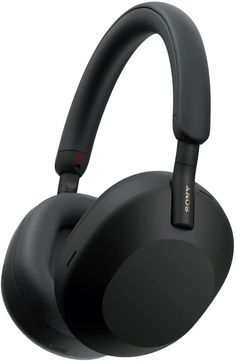 a pair of black headphones on a white background