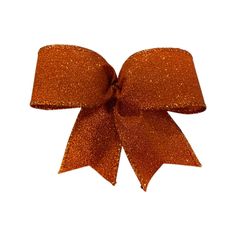 an orange glitter bow on a white background