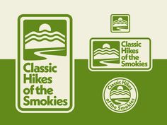 a green and white sign that says classic hikes of the smokies on it