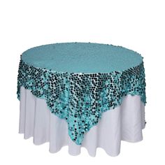 72 x 72 Turquoise Premium Big Payette Sequin Overlay Head Tables, Sequin Table, Large Sequins, Unique Wedding Decor, Table Overlays, Bridal Table, Banquet Tables, Wedding Linens, Square Table