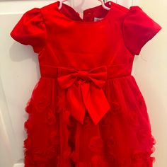 Toddler Dress. Red With Bow. Never Worn. 2t Cute Red Holiday Dress For Dress-up, Cute Red Holiday Dress, Red Short Sleeve Holiday Dress, Cute Red Dress For Dress-up Occasions, Cute Fitted Red Holiday Dress, Red Short Sleeve Winter Dresses, Toddler Dress, Dress Red, Kids' Dresses