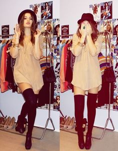 Dress With Thigh High Socks, Knee Highs, Clothing Inspiration, Glam Rock, Looks Style, Mode Inspiration