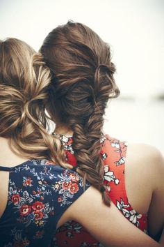 . Fishtail Braid Hairstyles, Messy Braids, Creative Hair, Friends Hair, Hair Braids, Easter Hair, Good Hair Day, Two Girls, Fish Tail Braid