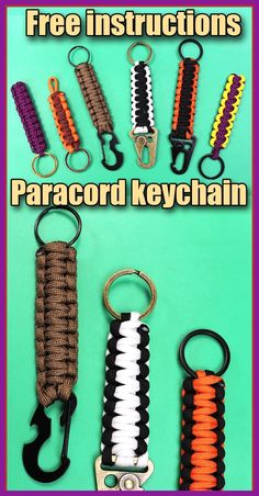 several different types of keychains with the words free instructions