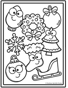 christmas coloring pages for kids to print out and color with their own holiday decorations, including ornaments