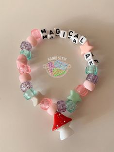 Festival Candy Bracelets, Rave Bracelets Ideas, Rave Candy Bracelets, Rave Decor, Mushroom Kandi, Rave Kandi Bracelets, Kandi Bracelets Rave, Rave Kandi Ideas