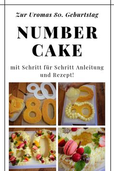 an advertisement for a number cake with images of different cakes and numbers on it, including the