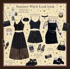 Witchcore Fashion Grunge, Summer Witchy Outfits, Witch Aesthetic Clothes, Summer Witch Outfits, Witchy Summer Outfits, Witchy Outfits Aesthetic, Witchy Clothes Aesthetic, Witchcore Aesthetic Outfits, Witch Outfit Aesthetic