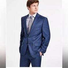 Men’s Suit Both Jacket And Pants Blazers Men, Men’s Suits, Klein Blue, Coat Women, Calvin Klein Men, Slim Fit Men, Mens Suits, Blazer Suit, Coats For Women