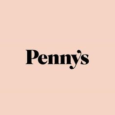 the word penny's in black and white on a pink background with an image of a