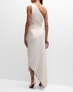 A.L.C. Delfina Pleated Long Asymmetric One-Shoulder Dress | Neiman Marcus Pleated Sleeveless Pre-draped Evening Dress, Spring One-shoulder Pre-draped Evening Dress, Spring Party One Shoulder Pre-draped Dress, One-shoulder Fitted Pleated Evening Dress, Pre-draped Ruched Asymmetrical Cocktail Dress, Pre-draped One-shoulder Evening Dress, Pre-draped One Shoulder Maxi Dress For Party, Pleated Pre-draped Evening Maxi Dress, Pleated Pre-draped Cocktail Maxi Dress