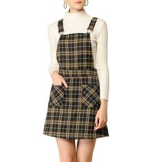 Perfect for Christmas Days, Halloween Evening, Prom Costume, Themed Parties, and Cosplay. Features allover plaids and adjustable shoulder straps. Simple and classic design with above knee length and a-line silhouette. Pair perfectly with your favorite t-shirts or sweaters. Occasion: Party, Casual, Halloween days, Christmas Days, Dating, Evening. Please check your measurements to make sure the item fits before ordering. Measurement (in inches) Size--Chest Girth--Waist Girth----Hip Girth-----Shoulder Width---Length XS--------33-----------25----------35 1/2---------14 3/4 S----------35-----------27----------37 1/2---------15 1/4 M---------37-----------29----------39 1/2---------15 3/4 L----------40-----------32----------42 1/2---------16 3/8 XL--------43-----------35----------45 1/2---------- Plaid Overall Dress, Ideal Aesthetic, Prom Costume, Overall Skirt, Anti Fashion, Year 9, Skirt Medium, Suspender Skirt, Suspender Dress