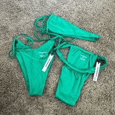 Hard Swimwear Brand Two Size Small Bottoms One Size Extra Small Top Beach Season Swimwear With Tie-side Bottom, Beach Season Tie-side Bottom Swimwear For Loungewear, Hard Swimwear, Swimwear Green, Swimwear Brands, Small Tops, Womens Swim, Green, Women Shopping