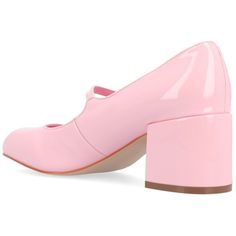 Introducing the Okenna Mary Jane heel from Journee Collection. This retro-inspired heel takes you back to the 90s with its patent vegan leather and buckled strap. The covered block heel and soft square-toe make the Okenna a comfortable choice, while the 4 mm Tru Comfort Foam™ insole and wide-width footbed ensure the perfect fit. Classic Pink Heels For Spring, Spring Mary Jane Heels With Rubber Heel Cap, Classic Pink Closed Toe Heels, Classic Pink Heels With Padded Heel, Pink Court Shoes With Deep Heel Cup For Spring, Classic Pink Almond Toe Heels, Cottage Core Clothes, Core Clothes, Platform Wedge Heels