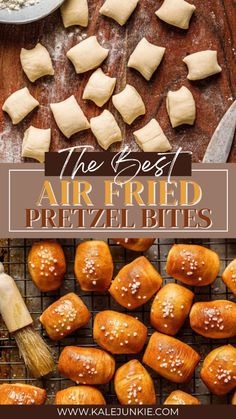 the best air fried pretzel bites are on a cooling rack and ready to be eaten