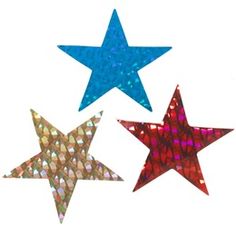 three different colored stars are shown in this image