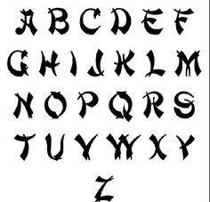 an old english alphabet with black ink