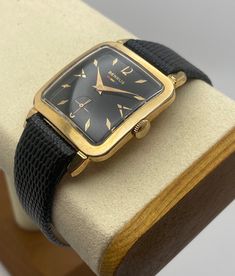 Retro Rectangular Watches For Formal Occasions, Retro Rectangular Formal Watches, Vintage Rectangular Dial Watch Accessories, Vintage Rectangular Watch With Subdials, Vintage Rectangular Watch Accessories, Vintage Rectangular Analog Watch Accessories, Vintage Watch Accessories With Rectangular Dial For Evening, Vintage Rectangular Watch Accessories For Evening, Vintage Watches With Rectangular Dial For Evening