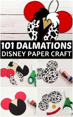 mickey mouse paper craft with the title 101 dalmations disney paper crafts on it