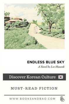 an advertisement for the book endless blue sky, featuring a woman walking down a path