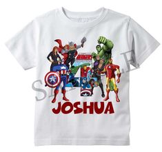 Avengers Superhero PERSONALIZED T-shirt Customize NAME and - Etsy Iron Man Photos, Avengers Hulk, Captain America Iron Man, Avengers Superheroes, Tee Designs, Superhero Birthday, Personalized Birthday Gifts, 7th Birthday, Branded Shirts