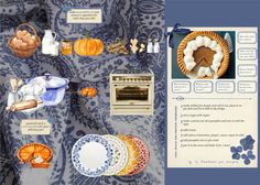 an image of a recipe book with pies and other items on the table top