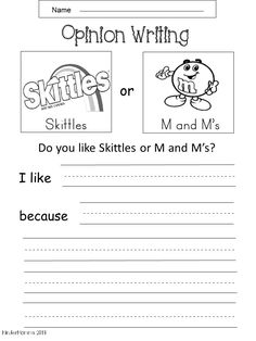 an opinion writing worksheet with two pictures on the front and back pages, which include