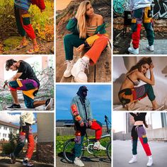 Pants Colorful, Streetwear Pants, 90s Grunge, Retro Color, Patchwork Designs, Pair Of Pants, Corduroy Pants, Look Cool, Sweater Jacket