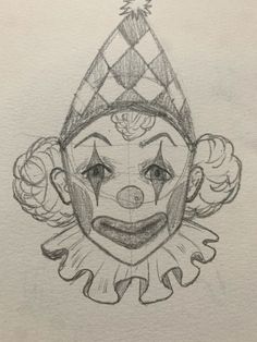 a drawing of a clown's face with an evil look on its face and nose