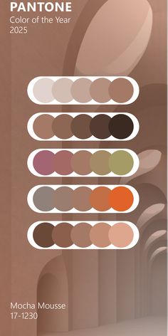 the pantone color chart is shown with different colors and shapes, including brown, green,