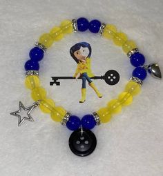 Coraline And Wybie Bracelets, Coraline Bracelet Ideas, Coraline Bracelet, Blue Bracelet Ideas, Bracelet Ideas Beads, Character Bracelets, Bracket Ideas, Matching Stuff, Pulseras Kandi