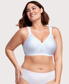 Any Top Is Possible With Seamless Straps and Cups The best everyday bra is the one you never notice. Say hello to the T-shirt bra that fits seamless and wicks away sweat for all-day cooling comfort. No lines showing. No straps slipping. No sweat. MagicLift® design lifts, shapes, and supports without a wire. Seamless cups eliminate lines for a smooth silhouette. Wide, seamless straps are cushioned for all-day comfort. Hook-and-eye closure with 3 columns & 3 rows increases with size. Supportive Seamless White Bra, Supportive White Seamless Bra, White Full Coverage Sports Bra With Seamless Construction, Supportive Seamless White Nursing Bra, Everyday Bra, T Shirt Bra, Wicks, Say Hello, The Row