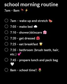 Morning Routines For School 7am, 7am Morning Routine Aesthetic, Morning Routine 7am Wake Up, Morning Of School Routine, 1 Hour Morning Routine For School, Morning Routine 7 Am To 8 Am, 7 Am School Morning Routine, Perfect Morning Routine For School 7:00