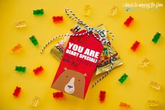 a card that says you are very special with gummy bears around it