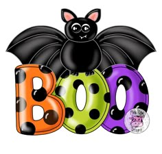 the letter b is for bat with black and orange polka dots on it's wings