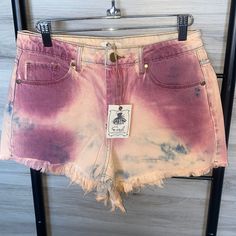 New With Tags, Women's Tie Dye Washed Denim Shorts With Fringe By Easel Los Angeles Color: Rose (Rose-Y Maroon With Salmon And Hints Of Dark Blue) 5 Pocket Styling Riveted Button Closure Zip Fly Belt Loops Approx Measurements: S-Waist 29", Rise 11", Inseam 3-3.5" M-Waist 31", Rise 11", Inseam 3-3.5" L-Waist 33", Rise 11.5", Inseam 3.5-4" 100% Cotton Pink Relaxed Fit Washed Bottoms, Pink Washed Relaxed Fit Bottoms, Mid-rise Pink Jeans For Summer, Pink Mid-rise Jeans For Summer, Pink Denim Shorts With Frayed Hem, Pink Washed Denim Bottoms, Pink Jeans With Frayed Hem For Summer, Trendy Pink Relaxed Fit Jean Shorts, Pink Relaxed Fit Jean Shorts For Spring