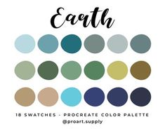 the earth color palette is shown in different shades