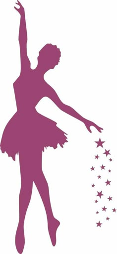 the silhouette of a ballerina is shown with stars