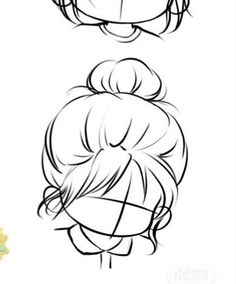 Easy Bangs Drawing, How To Draw Manga Step By Step, Chibi Hair Tutorial, Drawing Bases Group Of 5, Chibi Hair Drawing, Chibi Hair Female, Chibi Sketch Hair, How To Draw Chibi Hair, Chibi Art Style Hair