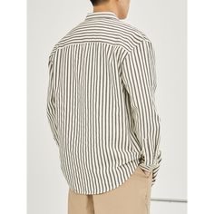 Fashion Vertical Striped Shirt  Material:100% cotton  Size:M,L,XL,2XL,3XL Color：Black  Season: Spring,Autumn,Winter   Occasion: Leisure,Outdoor, Daily,Vacation Casual Striped Collared Tops, Striped Cotton Tops With Relaxed Fit, Oversized Cotton Shirt For Spring, Oversized Collared Cotton T-shirt, Striped Cotton Button-up Shirt, Casual Striped Crew Neck Shirt, Striped Cotton Button-up Tops, Striped Long Sleeve Cotton Top, Casual Collar Cotton Top For Spring