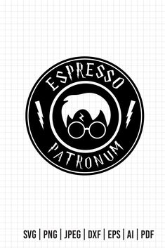 the logo for espresso pat ronum is shown in black on a white background